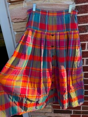 Vintage Liz Sport Pink Plaid Cotton Skirt
